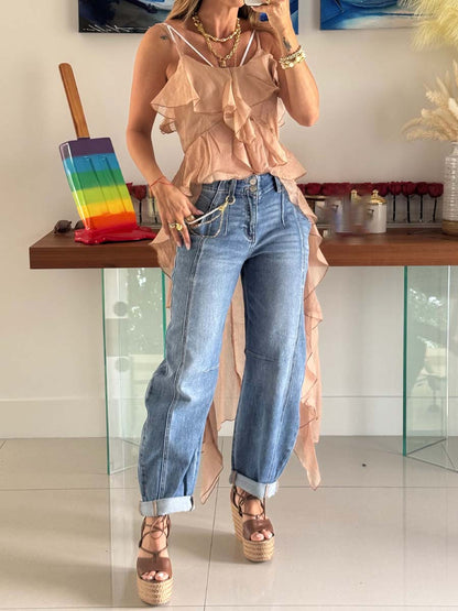 Ruffled Irregular Slip Top