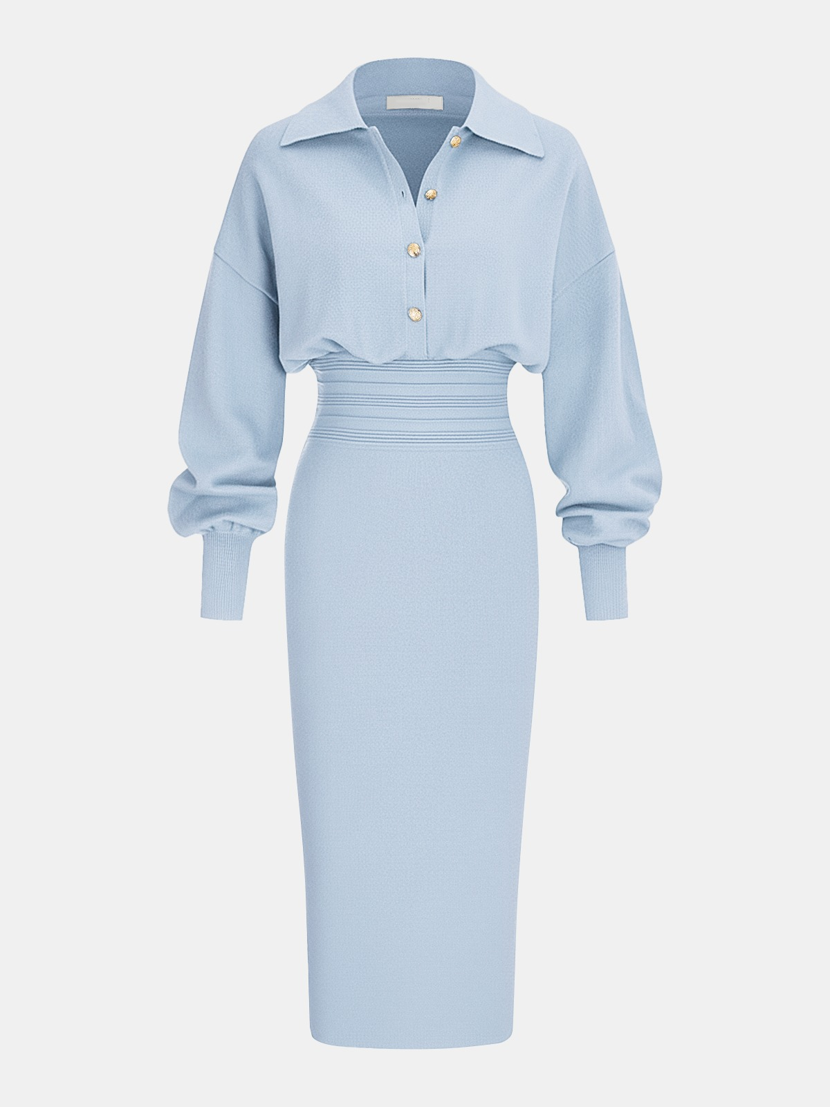 Cinched Waist Knit Shirt Dress