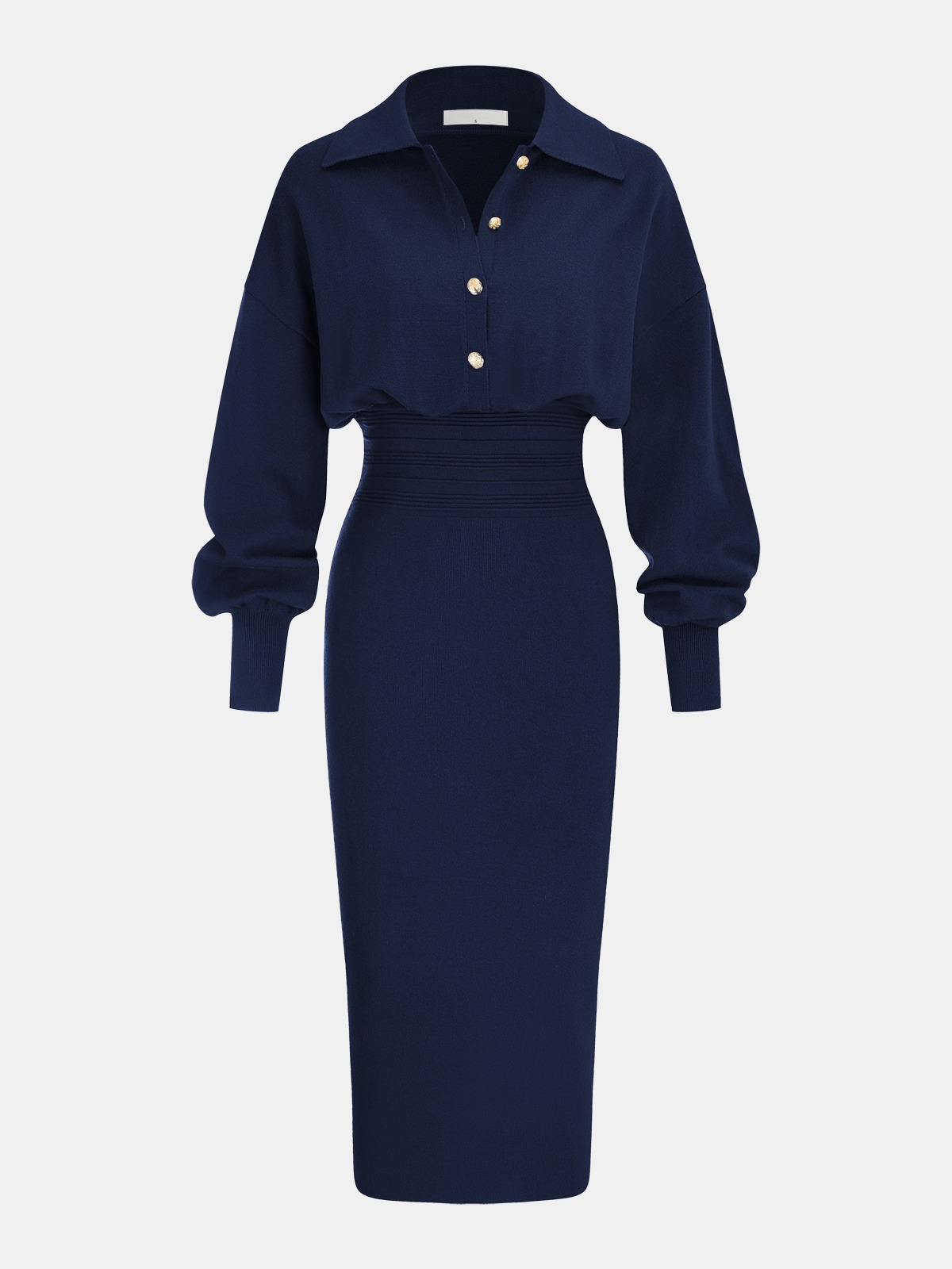 Cinched Waist Knit Shirt Dress