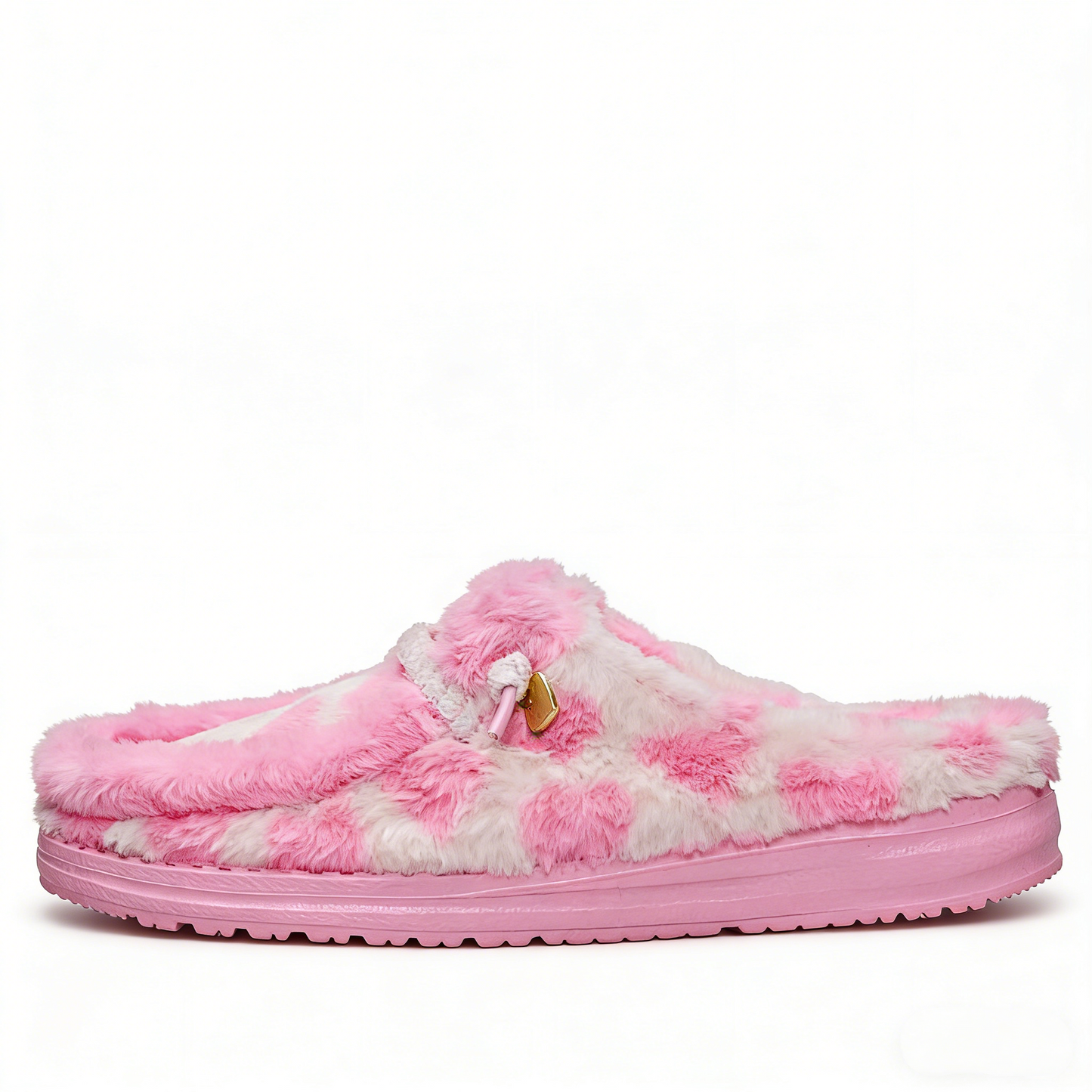 Heart Print Fuzzy Slippers