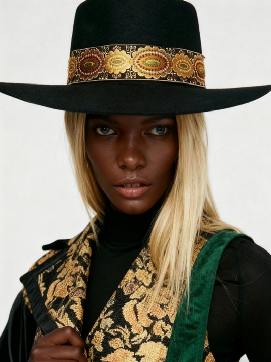 Black Wide - Brim Fedora Hat