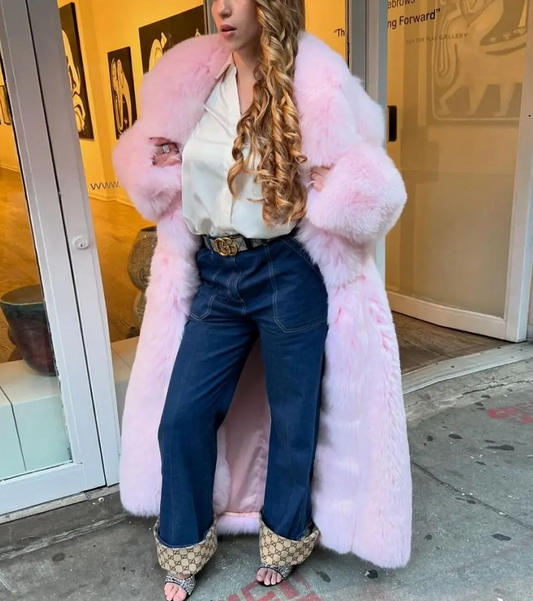 Stunning Full Length Faux Fox Coat