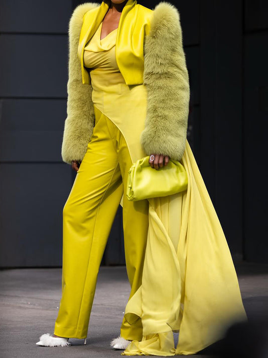 Fashion Fur Patchwork Coat