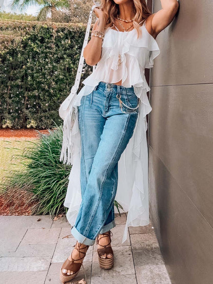 Ruffled Irregular Slip Top