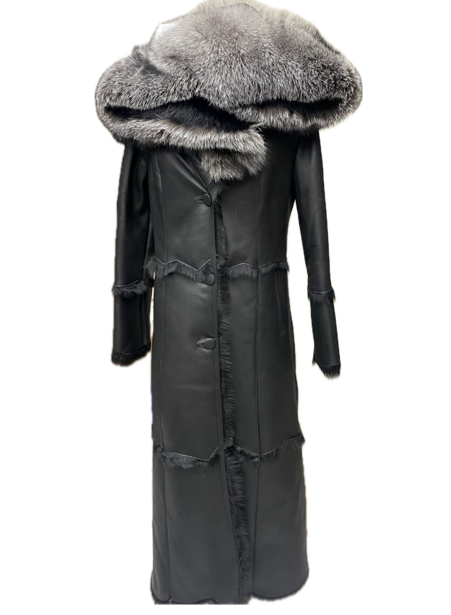 Stylish Long Shearling Fur Coat