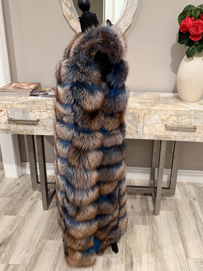 Multicolor Stylish Winter Sleeveless Outerwear Full Long Fur Vest