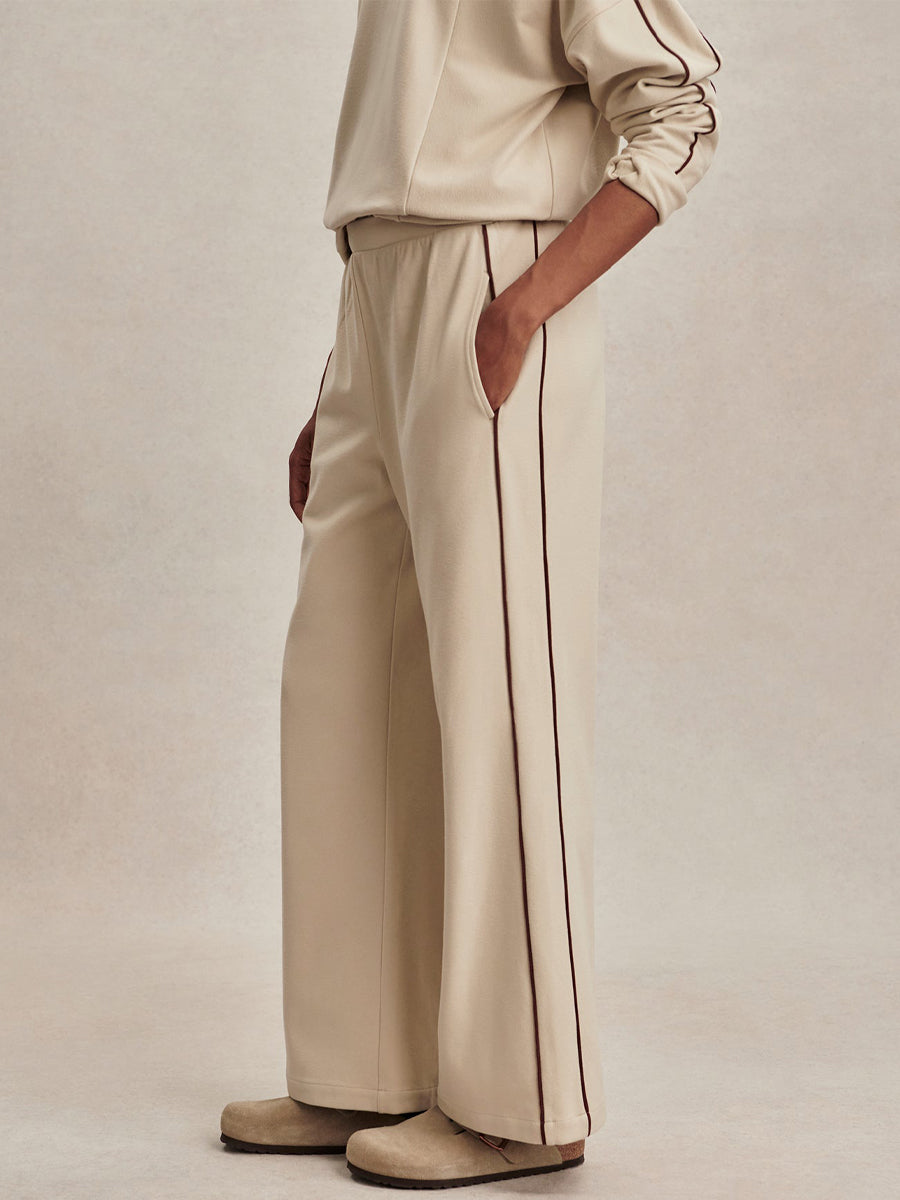 Elegant Turtleneck Striped Two Pieces Set