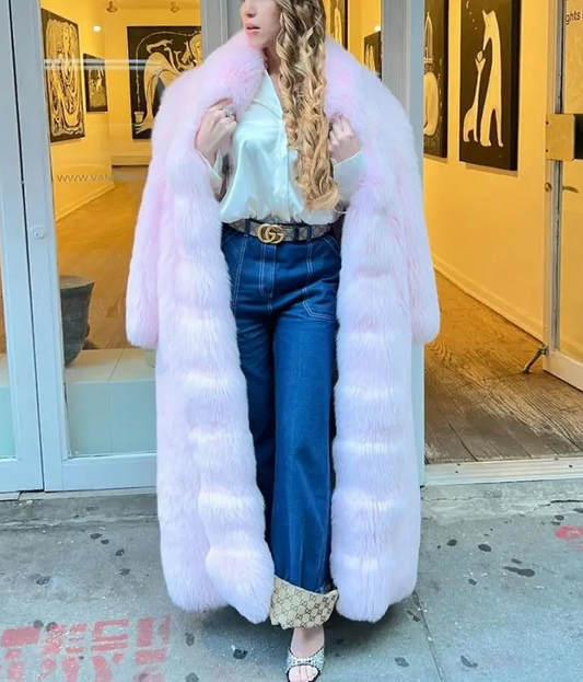 Stunning Full Length Faux Fox Coat