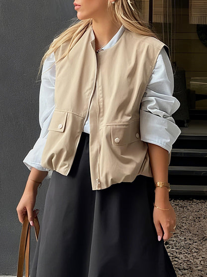Elegant Beige Utility Vest