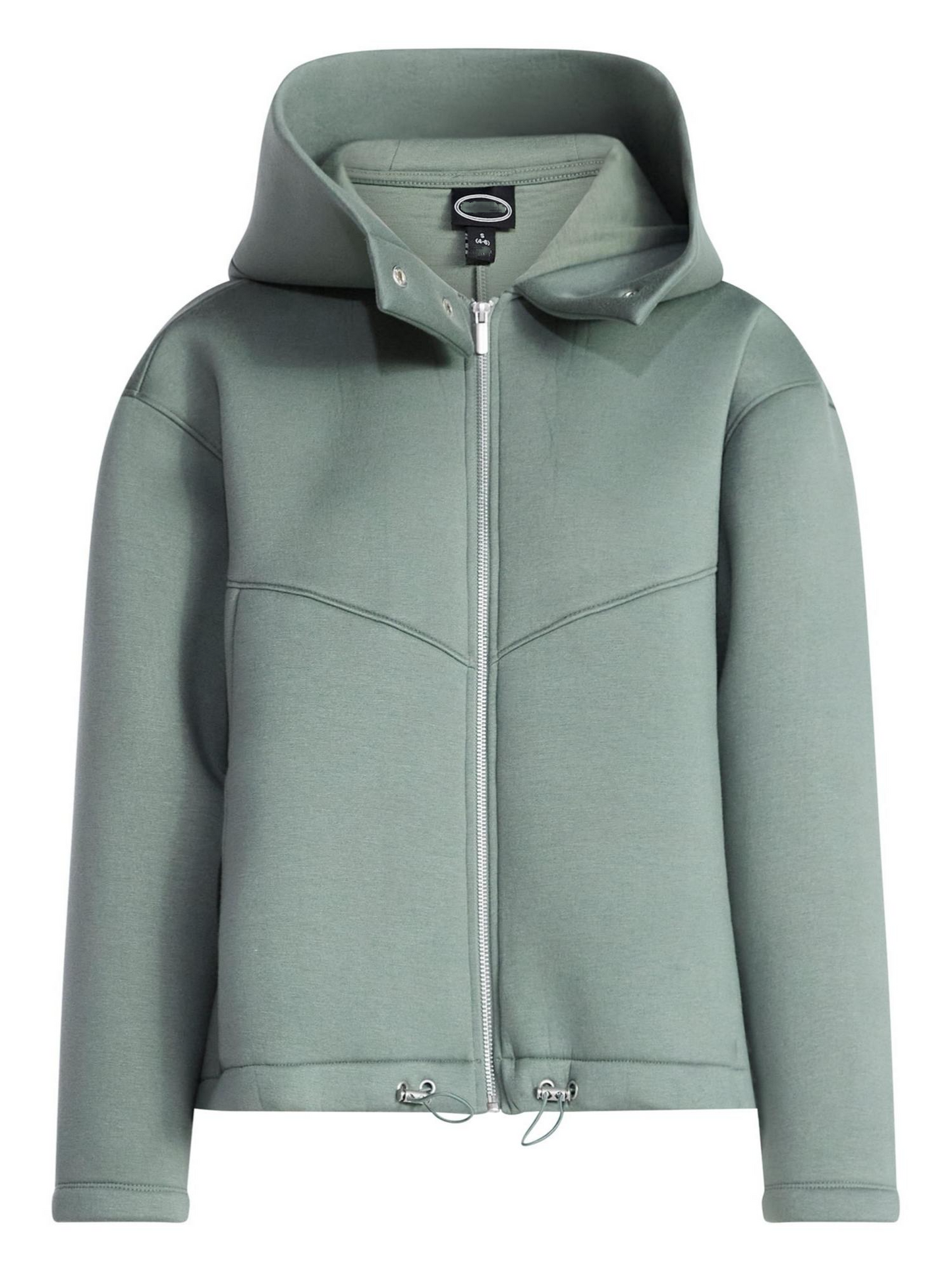 Oversized Scuba Hooded Jacket with Wide Lapel & Drawstring Hem