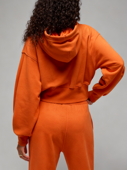 Oversized Cropped Zip-Up Hoodie & Wide-Leg Sweatpants