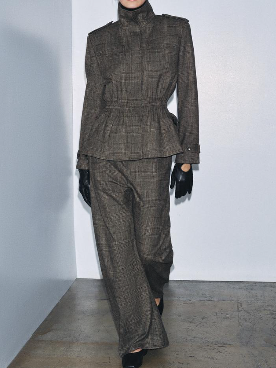 Tight Waist Striped Pants Set