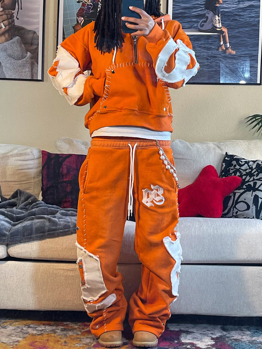 Hooded Embroidered Drawstring Waist Two Pieces Set