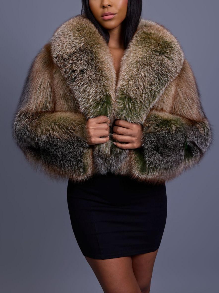 Luxury Crop Fox Bomber Coat