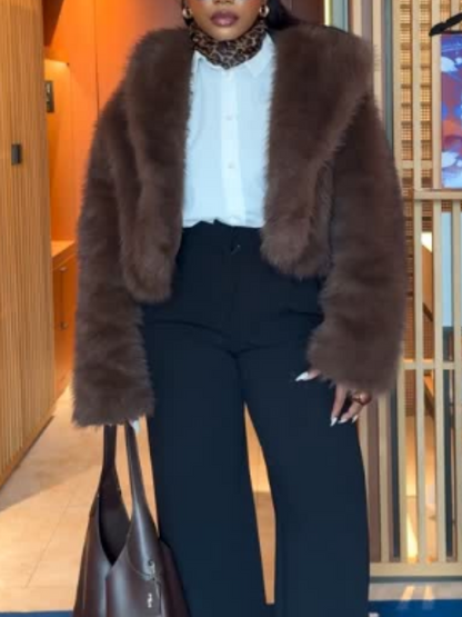 Stylish Cropped Fur Coat