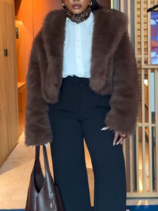 Stylish Cropped Fur Coat