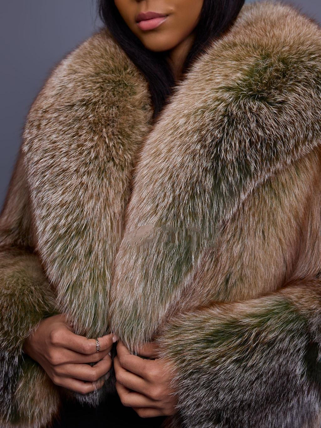 Luxury Crop Fox Bomber Coat