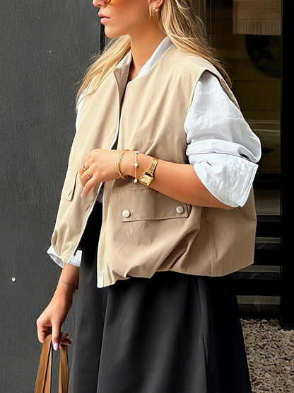 Elegant Beige Utility Vest