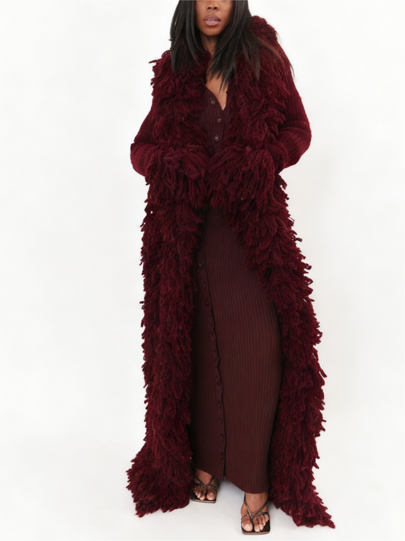 Fashion Oversized Fringe Knitted Coat
