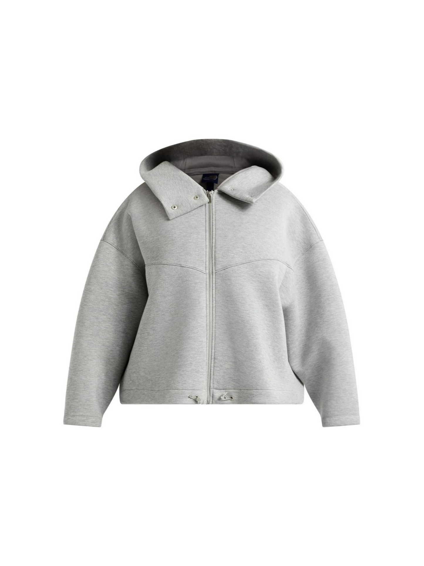 Oversized Scuba Hooded Jacket with Wide Lapel & Drawstring Hem