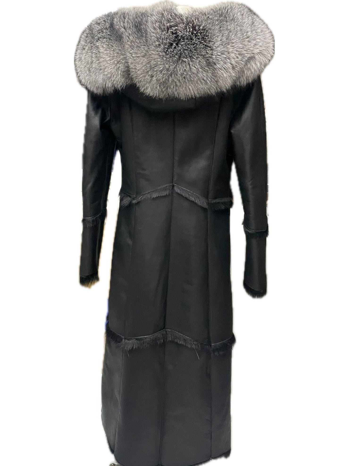 Stylish Long Shearling Fur Coat