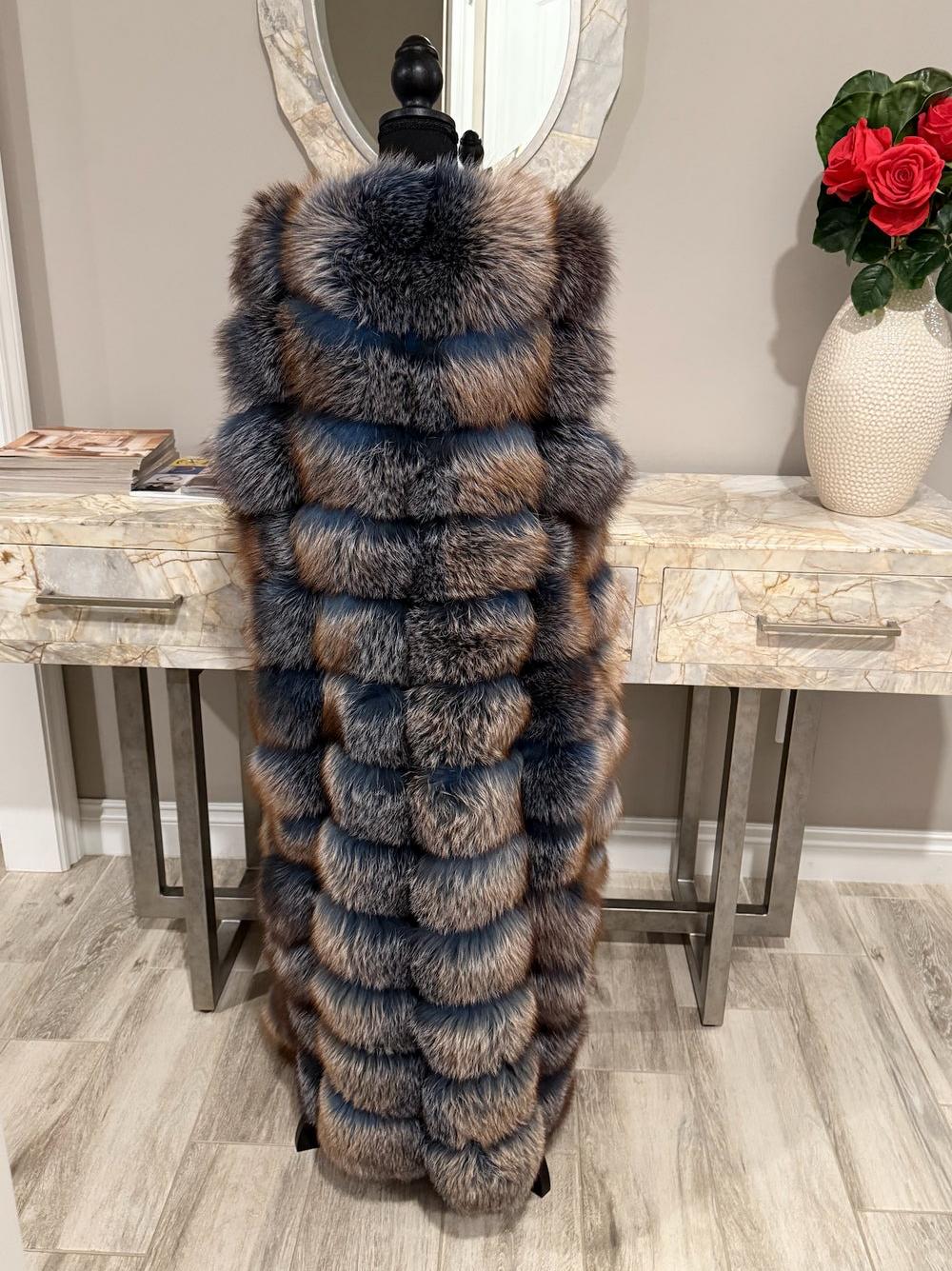 Multicolor Stylish Winter Sleeveless Outerwear Full Long Fur Vest