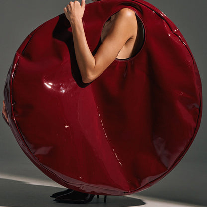 Faux Patent Leather Oversized Tote