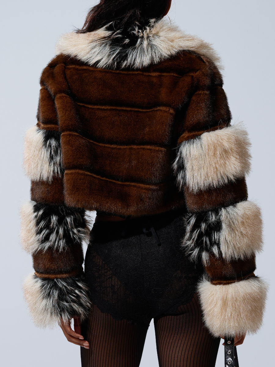 Trendy Cropped Faux Fur Jacket