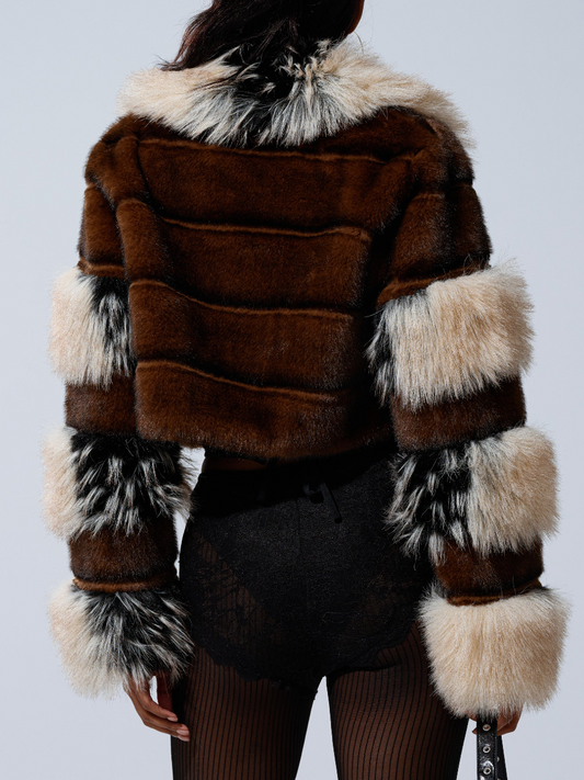 Trendy Cropped Faux Fur Jacket