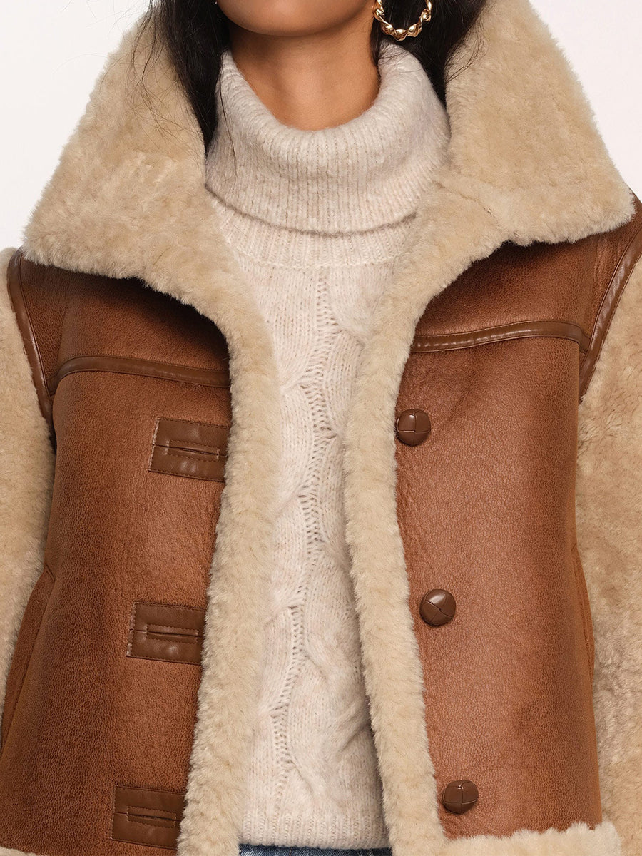 Vintage Faux Leather Oversized Stand Collar Jacket