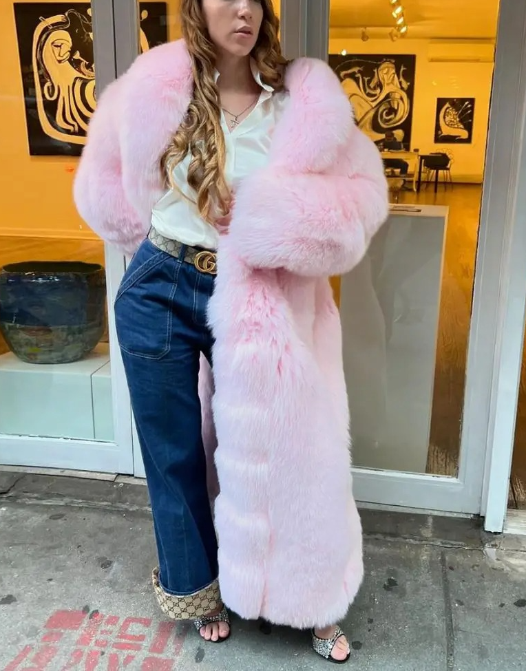 Stunning Full Length Faux Fox Coat