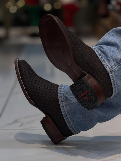 Men's Woven Leather Chelsea Boots