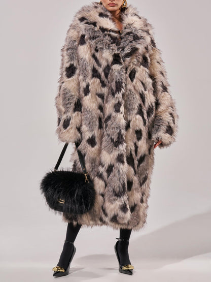 Luxury Retro Style Oversized Faux Fur Long Coat