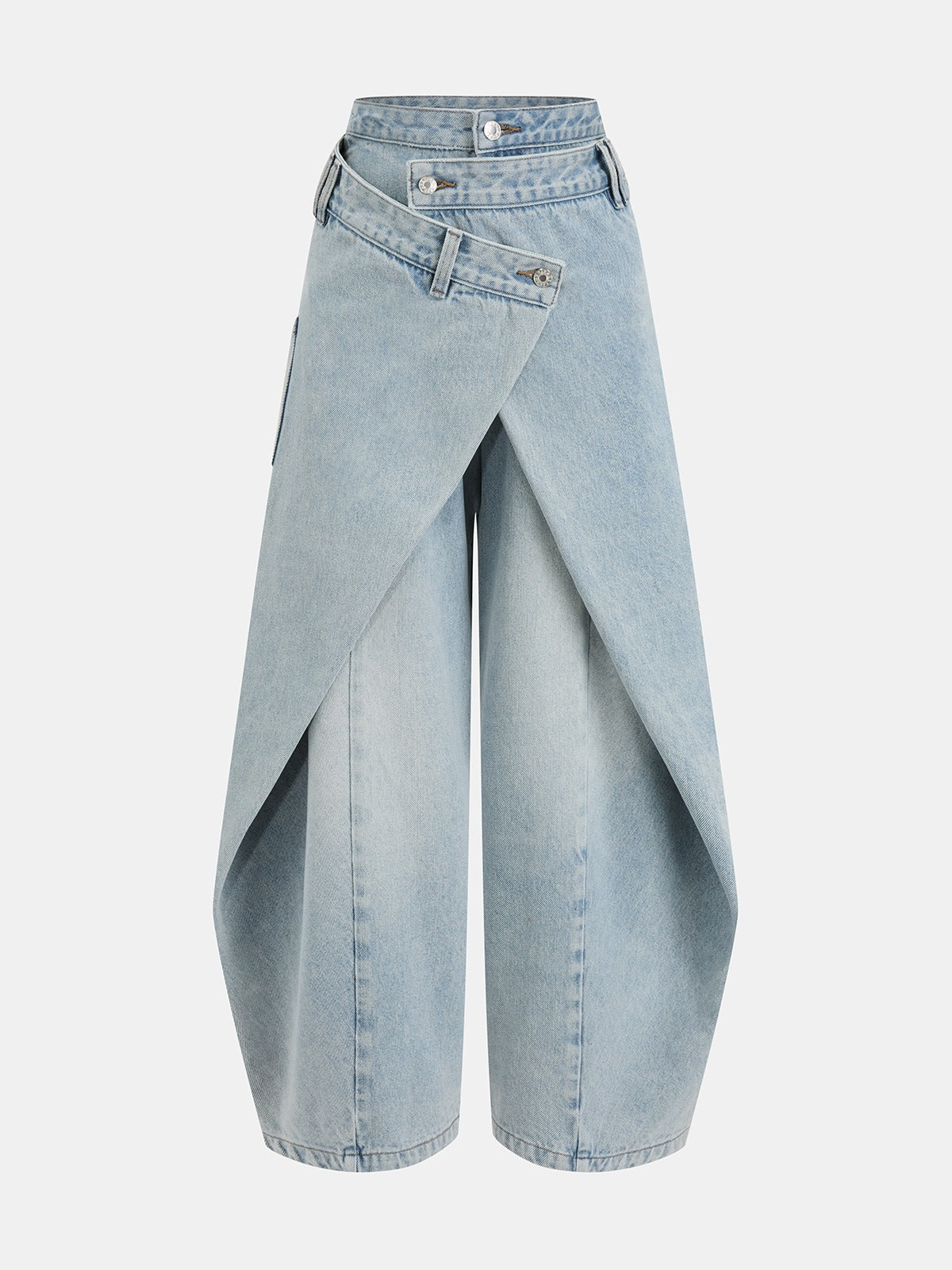 Cross-Front Wide-Leg Jeans