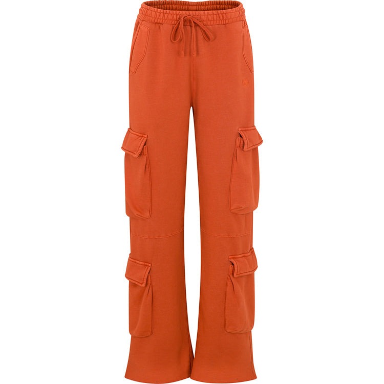 Two-Piece Burnt Orange Crop Hoodie & Sweatpants/Cargo Sweatpants Co-Ord Set