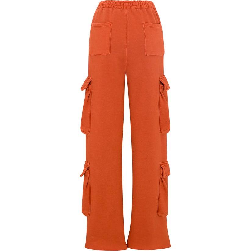 Two-Piece Burnt Orange Crop Hoodie & Sweatpants/Cargo Sweatpants Co-Ord Set