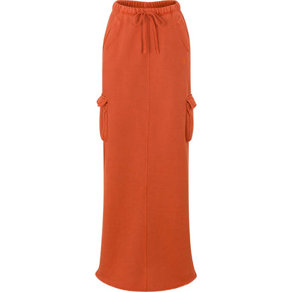 Burnt Orange Cropped Zip-Up Hoodie & Maxi Skirt/Pants Two-Piece Set