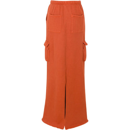 Burnt Orange Cropped Zip-Up Hoodie & Maxi Skirt/Pants Two-Piece Set