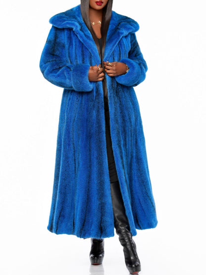 Luxury Wide Lapel Full-Length Mink Fur Coat