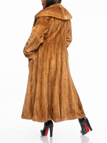 Luxury Wide Lapel Full-Length Mink Fur Coat
