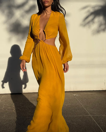 Sunshine Yellow Vacation Maxi Dress