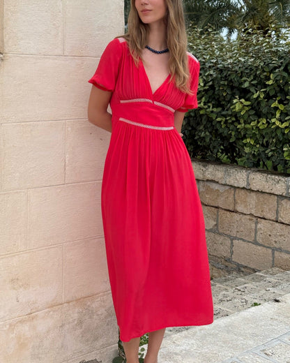 Scarlet V-Neck Midi Dress