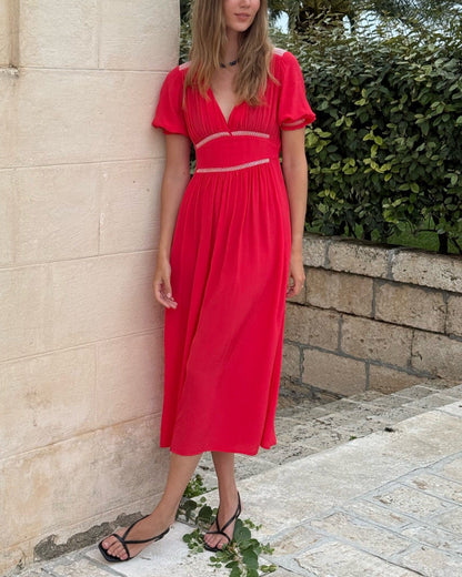 Scarlet V-Neck Midi Dress