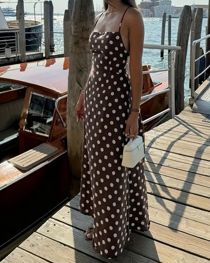 Polka Dot Spaghetti Strap Maxi Dress