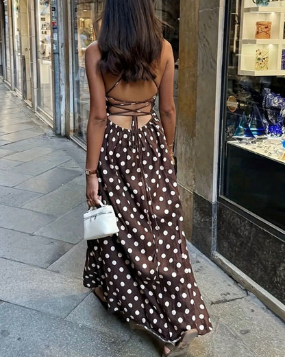 Polka Dot Spaghetti Strap Maxi Dress