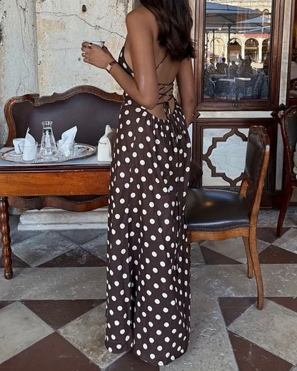 Polka Dot Spaghetti Strap Maxi Dress