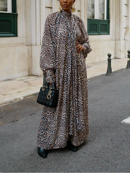 Stylish Leopard - Print Maxi Dress