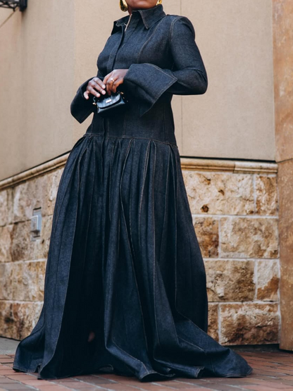 Stylish Long - length Denim Maxi Dress