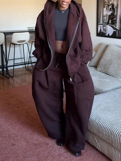 Stylish Brown Athletic Two Piece Set