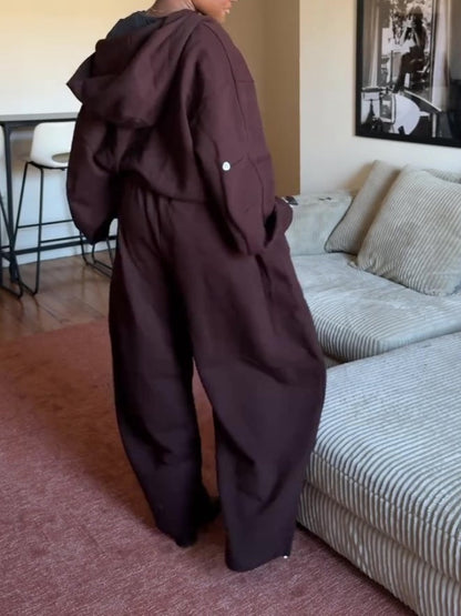 Stylish Brown Athletic Two Piece Set